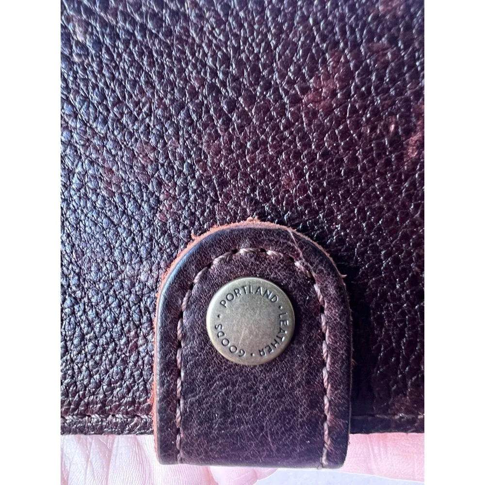 Portland Leather Goods Bifold Wallet Brown Pebbled Leather Snap Coin Pocket